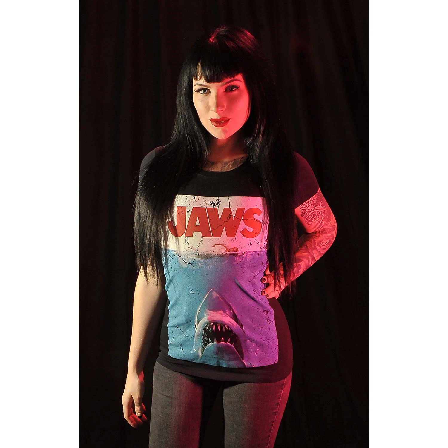 Jaws Poster By Rock Rebel Women's Tee Junior Top 2 Jaws Poster By Rock Rebel Women's Tee Junior Top - Image 2