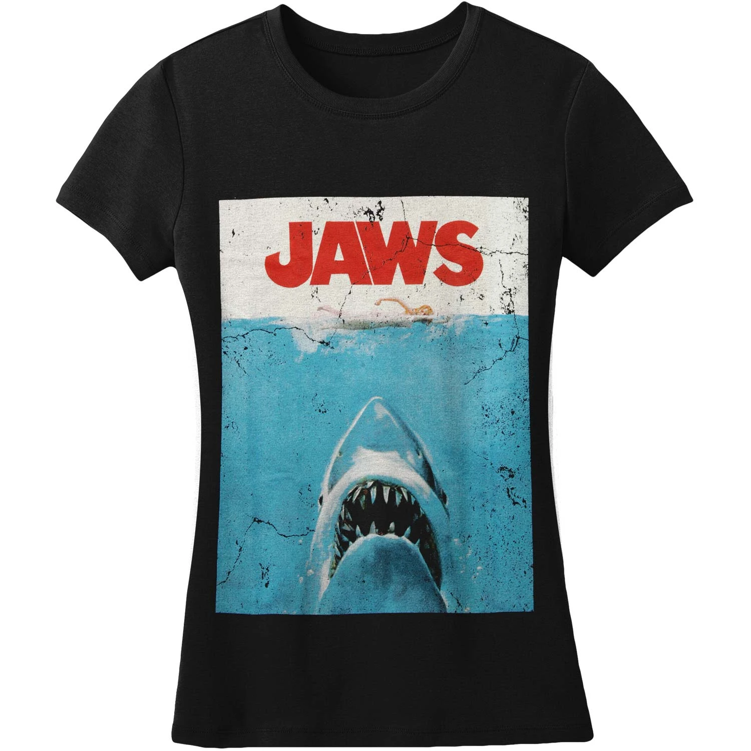 Jaws Poster By Rock Rebel Women's Tee Junior Top 1 Jaws Poster By Rock Rebel Women's Tee Junior Top