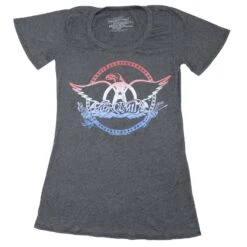 Vintage Distressed Gradient Eagle Wings Logo Junior Top