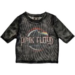 Pink Floyd Vintage Dark Side Of The Moon Seal Ladies Mesh Crop Top Junior Top