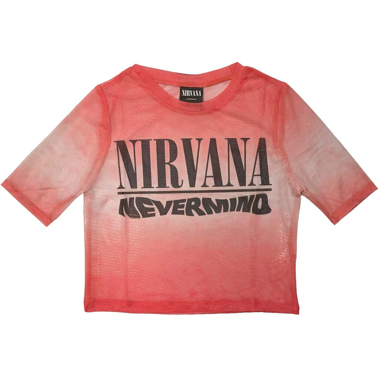 Nirvana Nevermind Wavy Logo Ladies Mesh Crop Top Junior Top 1 Nirvana Nevermind Wavy Logo Ladies Mesh Crop Top Junior Top
