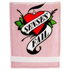 Pink Bi-Fold Heart Logo Wallet With Stretch Closure Strap Bi-Fold Wallet
